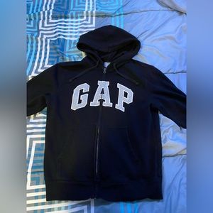 Black and grey GAP arch logo zip up hoodie